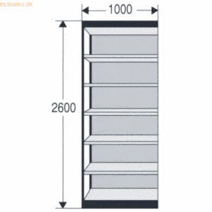 Kerkmann Büroregal Progress 2000 100x60x260cm 7 Böden m. Rückwand schw