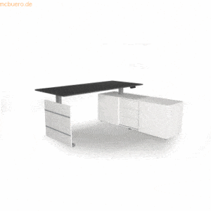 Kerkmann Komplettarbeitsplatz Move 3 180x80x72-120 mit Sideboard silbe