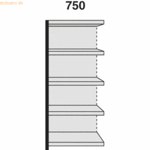 Kerkmann Regalfeld Stora 100 HxBxT 190x75x50cm 5 Böden mit Rückwand si