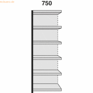 Kerkmann Regalfeld Stora 100 HxBxT 225x75x60cm 6 Böden mit Rückwand si