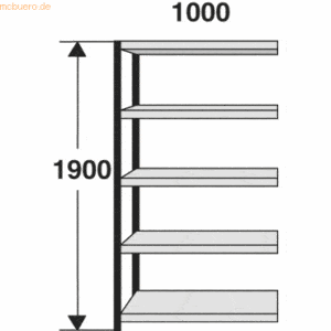 Kerkmann Regalfeld Stora 100 HxBxT 190x100x40cm 5 Böden ohne Rückwand