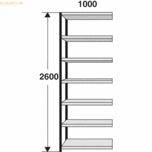 Kerkmann Regalfeld Stora 100 HxBxT 260x100x40cm 7 Böden ohne Rückwand