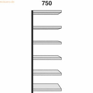 Kerkmann Regalfeld Stora 100 HxBxT 225x75x50cm 6 Böden ohne Rückwand s