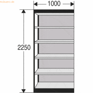 Kerkmann Büro-Regal Progress 2000 Regalfeld HxBxT 2250x1000x500mm 6 Bö