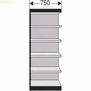 Kerkmann Büro-Regal Progress 2000 Regalfeld HxBxT 2250x750x300mm 6 Böd