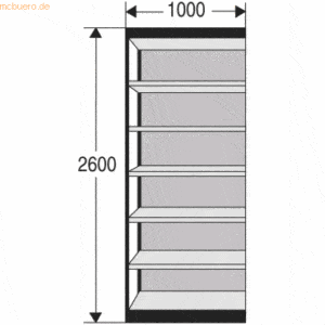 Kerkmann Büro-Regal Progress 2000 Regalfeld HxBxT 2600x1000x600mm 7 Bö