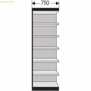 Kerkmann Büro-Regal Progress 2000 Regalfeld HxBxT 2600x750x400mm 7 Böd