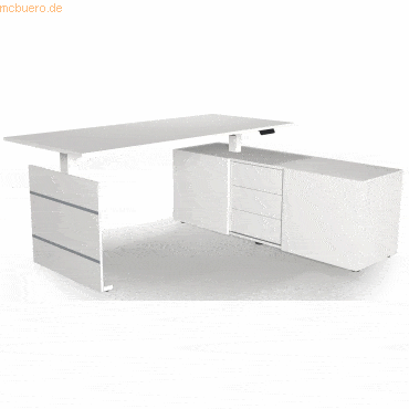 Kerkmann Sitz-/Stehtisch Move 3 180x80x72-120 mit Sideboard weiß
