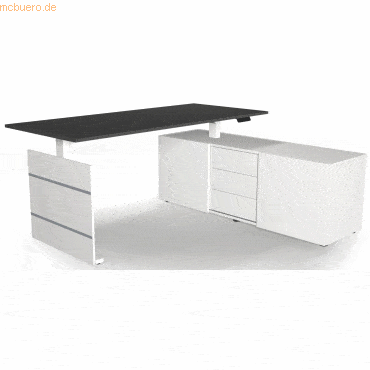 Sitz-/Stehtisch Move 3 180x80x72-120 mit Sideboard anthrazit
