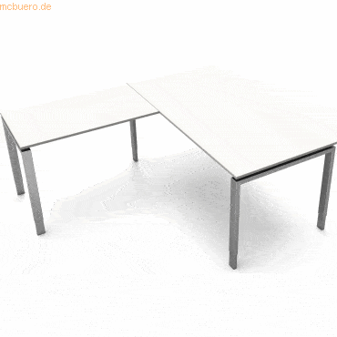Kerkmann Schreibtisch Form5 160 160x80x68-82cm / Anbau 100x60cm weiß
