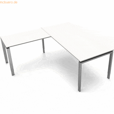 Kerkmann Schreibtisch Form5 180 180x80x68-82cm / Anbau 100x60cm weiß