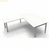 Kerkmann Schreibtisch Form5 200 200x100x68-82cm / Anbau 120x80cm weiß