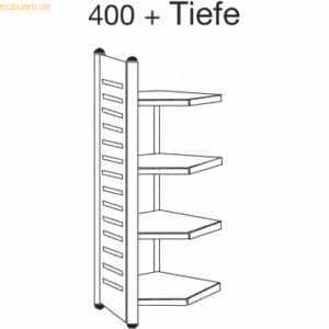 Kerkmann Design-Regal M2 Eckfeld BXHxT 400x1800x500mm 4 Böden alusilbe