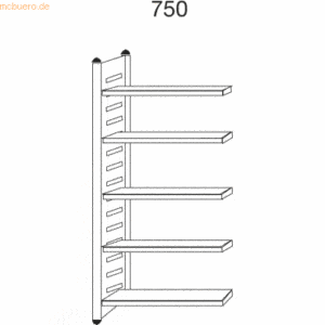 Kerkmann Design-Regal M2 Regalfeld BXHxT 750x2200x400mm 5 Böden alusil