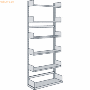 Kerkmann Bibliotheks-Regal Univers einseitig Grundfeld 100x25x225cm mi