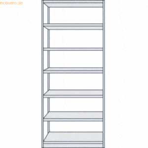 Kerkmann Büroregal Progress 500 Grundregal BxTxH 96x30x225cm 7 Böden l