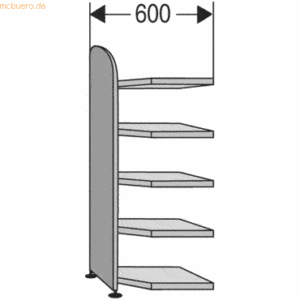 Kerkmann Eckfeld Büroregal Dante BXHxT 600x1900x600mm weiß 5 Böden