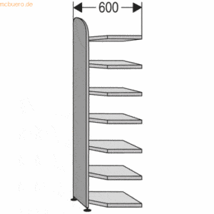 Kerkmann Eckfeld Büroregal Dante BXHxT 600x2600x600mm weiß 7 Böden