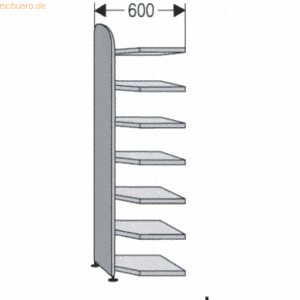 Kerkmann Büroregal Dante Eckfeld 7 OH 7 Böden 60x60x260cm mit Rückwand