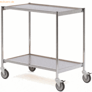 Helge Nyberg Tischwagen ohne Fahrhandgriff 2 Etagen 80x42cm chrom/grau