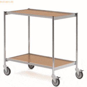 Helge Nyberg Tischwagen ohne Fahrhandgriff 2 Etagen 80x42cm chrom/eich