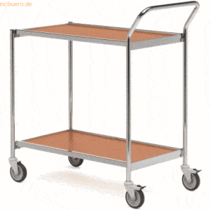 Helge Nyberg Tischwagen 1 Fahrhandgriff 2 Etagen 80x42cm chrom/buche/k