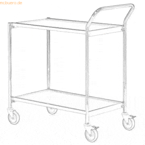 Helge Nyberg Tischwagen 1 Fahrhandgriff 2 Etagen 100x42cm chrom/grau