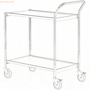 Helge Nyberg Tischwagen 1 Fahrhandgriff 2 Etagen 100x42cm hellgrau/eic