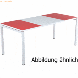 easyDesk Schreibtisch HxBxT 75x140x80cm grau/rot