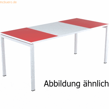 easyDesk Schreibtisch HxBxT 75x140x80cm grau/rot