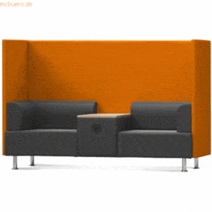 Rocada Sitzsofa Be Soft Doppelsitz + Tisch grau/orange