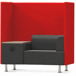 Rocada Sitzsofa Soft Einzelsitz + Tisch rot/grau