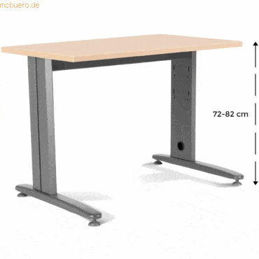 Rocada Schreibtisch Metal BxTxH 120x60x72cm Platte einstellbar Gestell