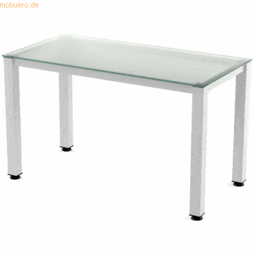 Rocada Schreibtisch Executive BxTxH 120x60x73cm Gestell weiß Platte Gl