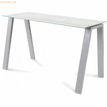 Rocada Schreibtisch Blanca BxTxH 120x60x73cm Gestell grau Platte Glas