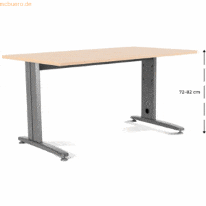 Rocada Schreibtisch Metal BxTxH 160x80x72cm Platte einstellbar Gestell