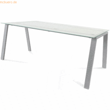 Rocada Schreibtisch Blanca BxTxH 180x80x73cm Gestell grau Platte Glas