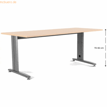 Rocada Schreibtisch Metal BxTxH 200x80x72cm Platte einstellbar Gestell