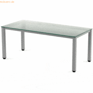 Rocada Schreibtisch Executive BxTxH 200x80x73cm Gestell grau Platte Gl