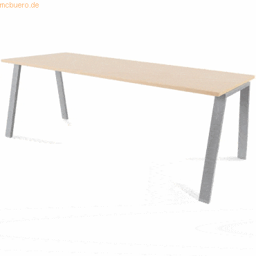 Rocada Schreibtisch Blanca BxTxH 200x80x73cm Gestell grau Platte Melam