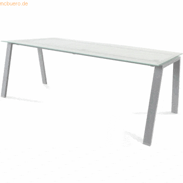 Rocada Schreibtisch Blanca BxTxH 200x80x73cm Gestell grau Platte Glas