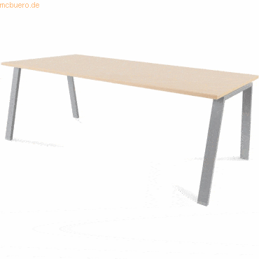 Rocada Schreibtisch Blanca BxTxH 200x100x73cm Gestell grau Platte Mela