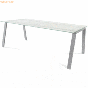 Rocada Schreibtisch Blanca BxTxH 200x100x73cm Gestell grau Platte Glas