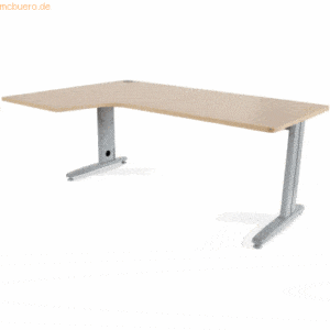 Rocada Schreibtisch Metal L-Form links 180x120x72cm Gestell grau Platt