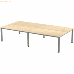 Rocada Mehrfacharbeitstisch Executive BxTxH 360x163x73cm Gestell grau