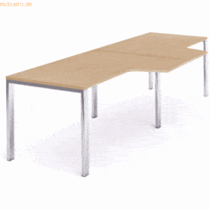 Rocada Mehrfacharbeitstisch Total L-Form BxTxH 360x120/80x73cm Gestell