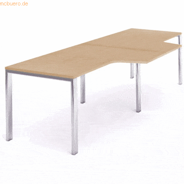 Rocada Mehrfacharbeitstisch Total L-Form BxTxH 360x120/80x73cm Gestell